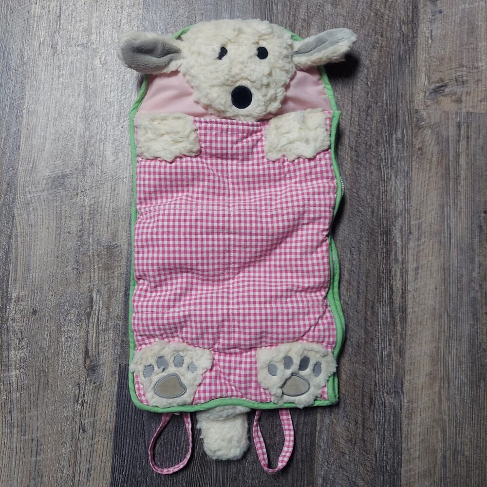 Pottery Barn Kids Shaggy Puppy Pink Gingham Doll Sleeping Bag
